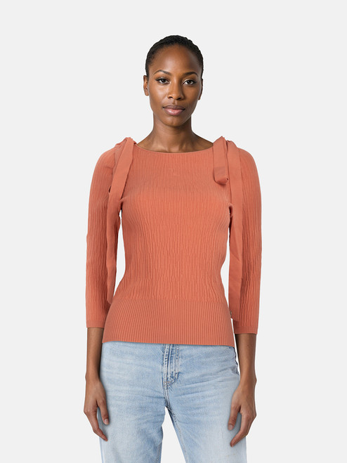 Chanel Coral Bow Detail Stretchy Top Chanel Coral Bow Detail Stretchy Top