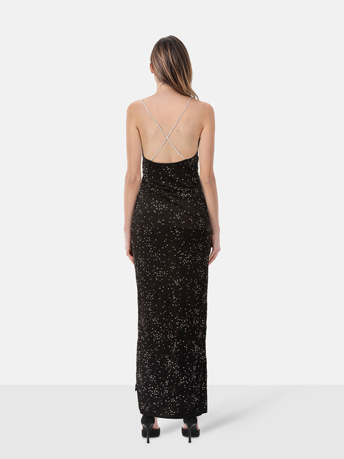 Balmain Black Sequin Detail Maxi Dress