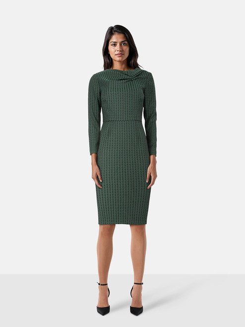 The Fold Green Twist Detail Midi Dress