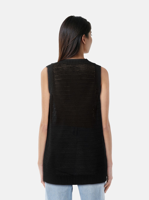 ME+EM Black Open Knitted Vest