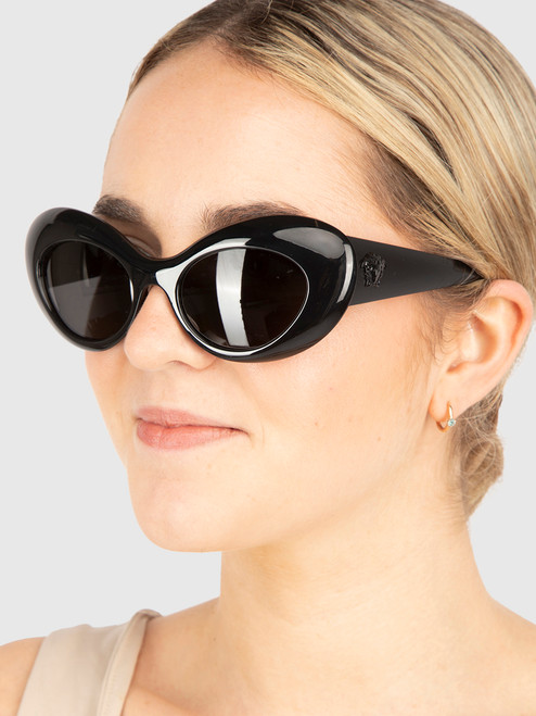 Versace Black Oval Cat Eye Sunglasses