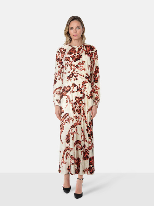 ME+EM Floral Pattern Long Sleeve Maxi Dress