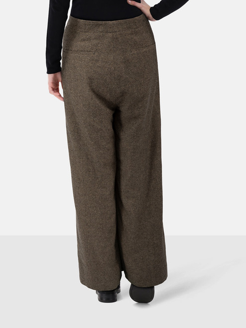 ME+EM Brown Wool Drawstring Wide Trousers