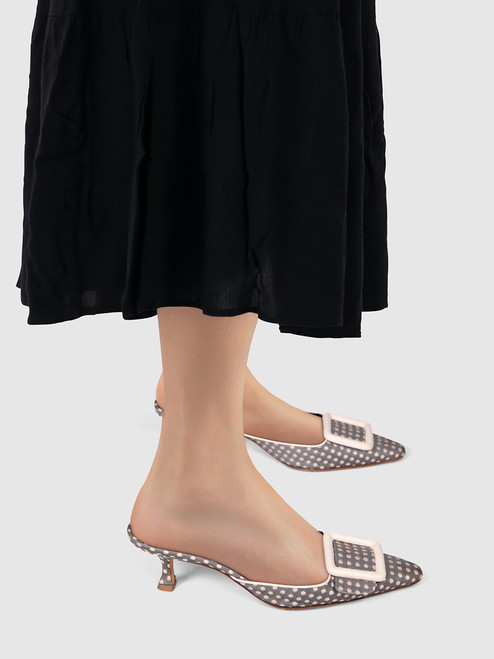 Manolo Blahnik Polkadot Pointed Toe Mules