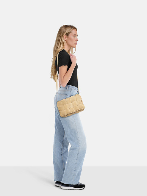 Bottega Veneta Beige Suede Padded Cassette Bag
