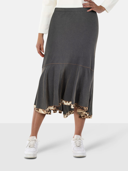 Roberto Cavalli Class Roberto Cavalli Grey Ruffle Midi Skirt