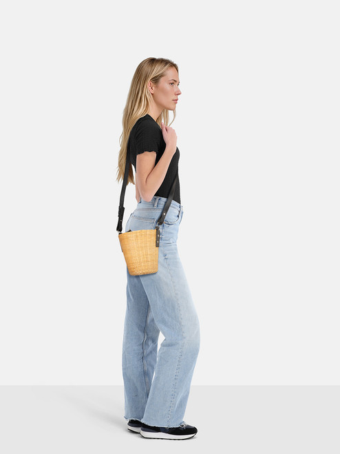 Saint Laurent Beige Wicker Bucket Bag