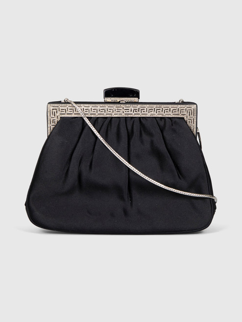 Judith Leiber Black Crystal Trim Framework Clutch