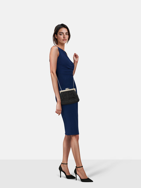 Judith Leiber Black Crystal Trim Framework Clutch