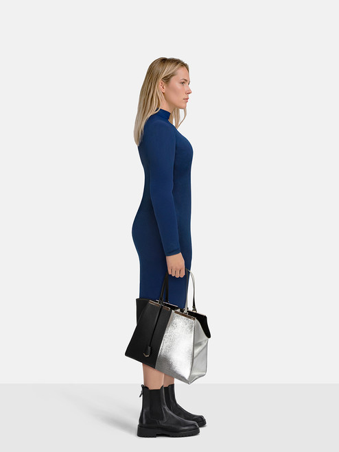 Fendi Black & Silver Leather Medium 2Jours Tote