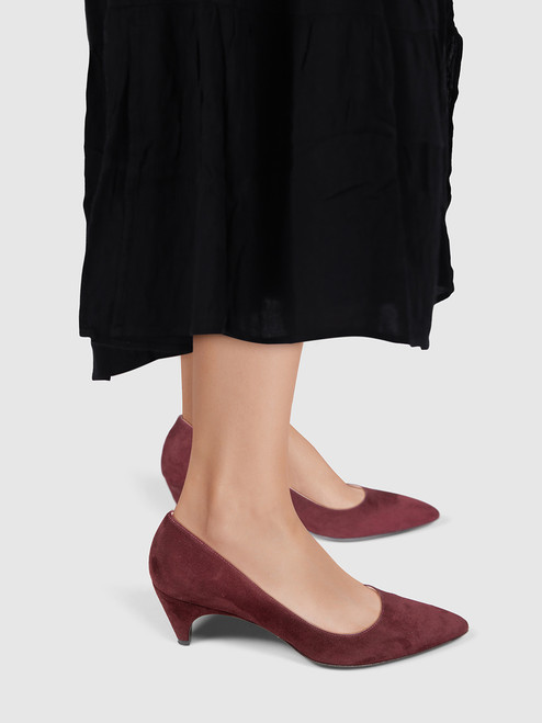 Prada Burgundy Suede Pointed Toe Pumps