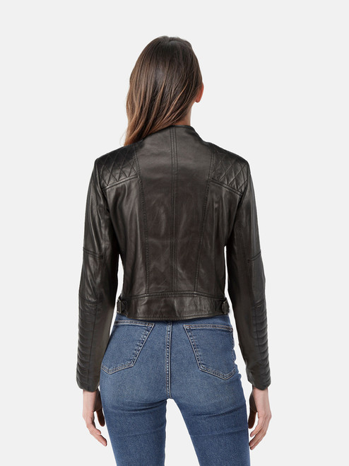 Alice + Olivia Black Leather Zipped Front Jacket Alice + Olivia Black Leather Zipped Front Jacket