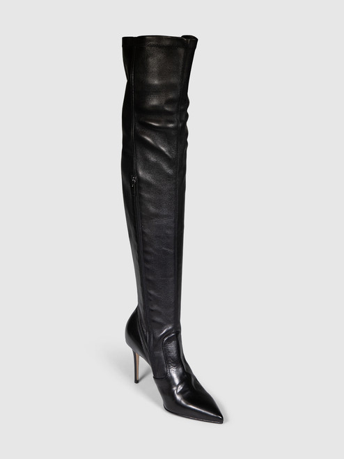 Le Silla Black Knee High Heeled Leather Boots