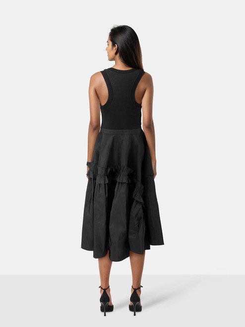 Alexander McQueen Black Sleeveless Ruffle Maxi Dress