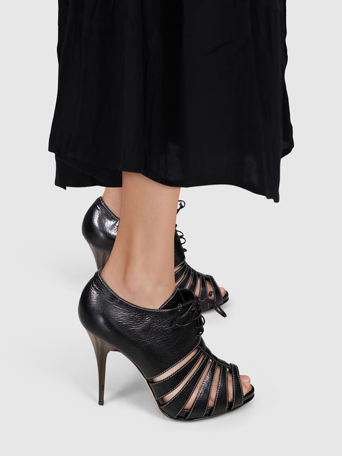 Giuseppe Zanotti Black Leather Cut Out Heels