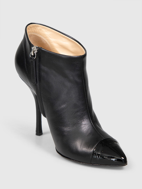 Giuseppe Zanotti Black Cap Toe Leather Ankle Boots