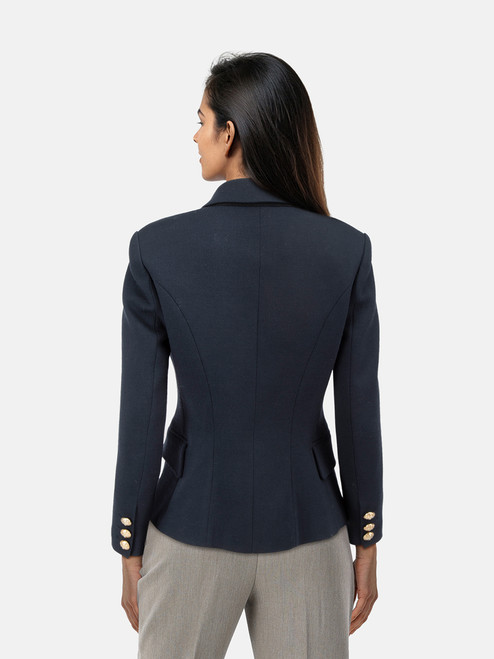 Balmain Navy Wool Grain De Poudre 6 Button Jacket