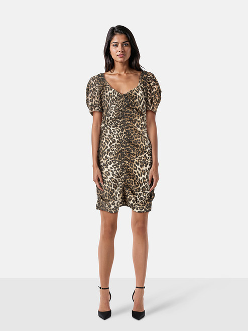 Ganni Leopard Print Puff Sleeve Dress Ganni Leopard Print Puff Sleeve Dress