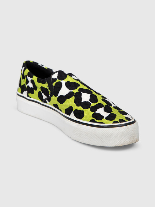 Bottega Veneta Green & Black Leopard Slip On Shoes