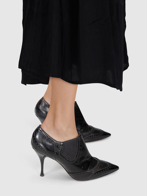 Dolce & Gabbana Black Leather Brogue Heels