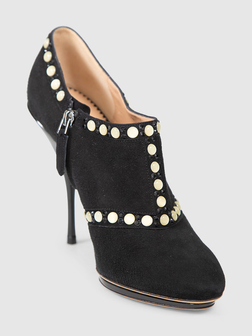 Emporio Armani Black Studded Suede Heels