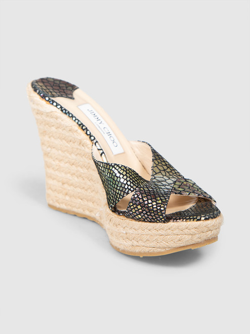 Jimmy Choo Gold Metallic Snakeskin Print Wedges Jimmy Choo Gold Metallic Snakeskin Print Wedges