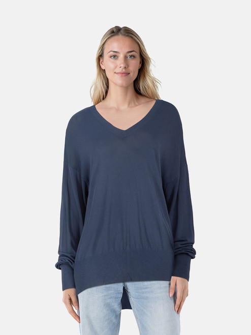 Maison Margiela Navy V Neck Top Maison Margiela Navy V Neck Top