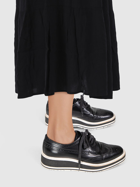 Prada Black Leather Flatform Brogue Detail Shoes Prada Black Leather Flatform Brogue Detail Shoes