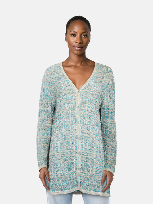 Missoni Blue Button Up Knit Cardigan Missoni Blue Button Up Knit Cardigan