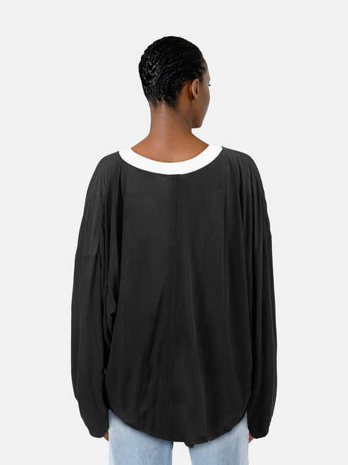 Tom Ford Black Long Sleeve White Collar Top Tom Ford Black Long Sleeve White Collar Top