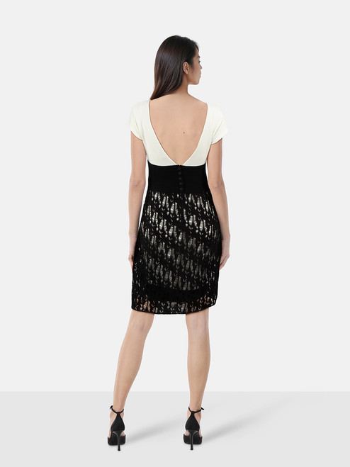 Chanel Black & White Open Knit Skirt Dress Chanel Black & White Open Knit Skirt Dress