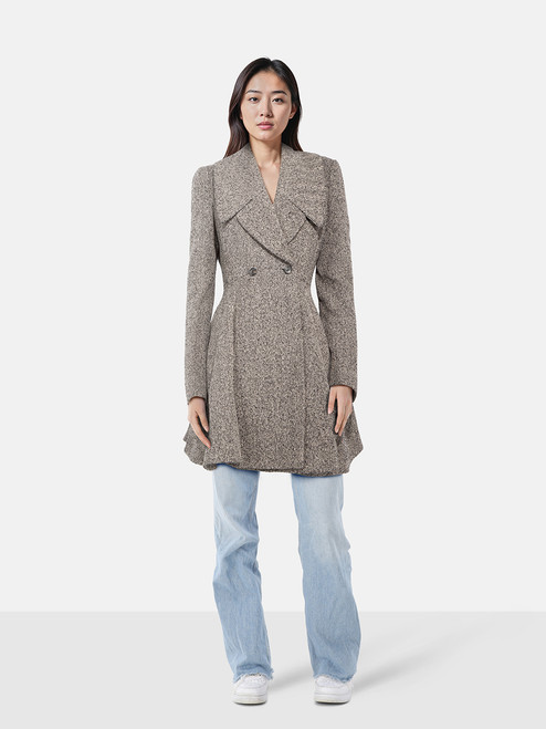 Alexander McQueen Wool Herringbone Flared Coat Alexander McQueen Wool Herringbone Flared Coat