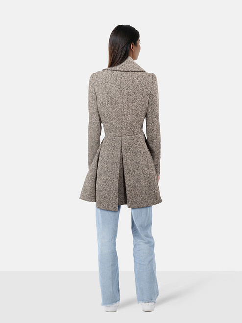 Alexander McQueen Wool Herringbone Flared Coat Alexander McQueen Wool Herringbone Flared Coat