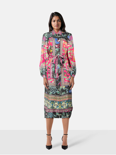 Camilla Floral Pattern High Low Belted Shirt Dress Camilla Floral Pattern High Low Belted Shirt Dress