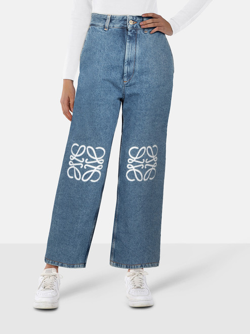 Loewe Blue Wide Leg Anagram Detail Jeans Loewe Blue Wide Leg Anagram Detail Jeans