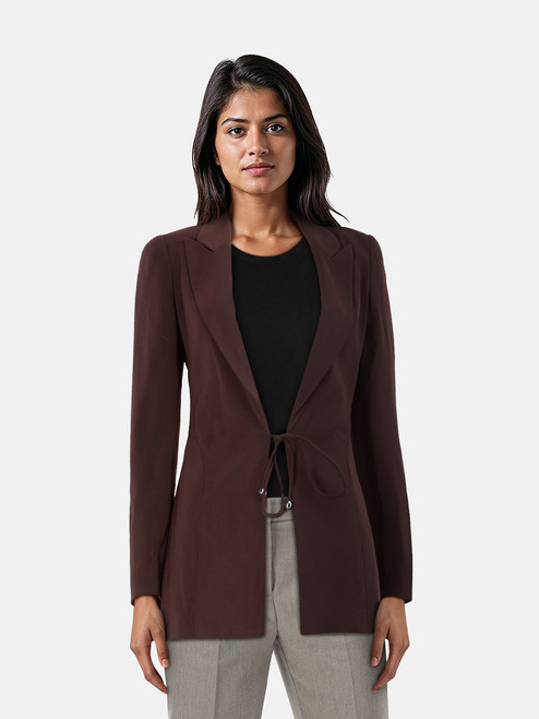 Joseph Brown Wool Single Breasted Tie Detail Blazer Joseph Brown Wool Single Breasted Tie Detail Blazer