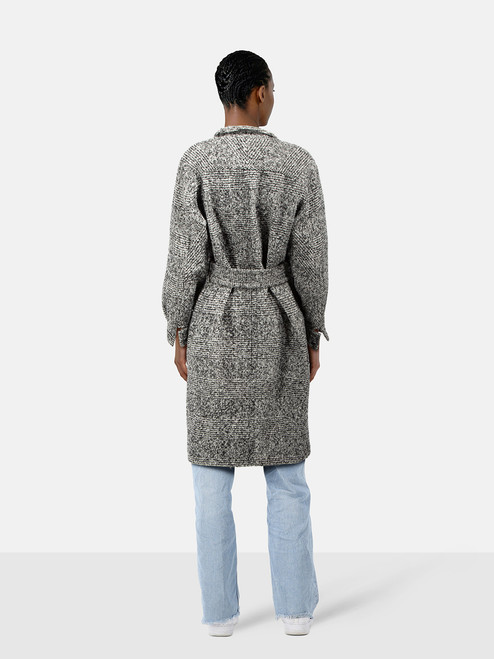 The Kooples Black & White Wool Belted Coat The Kooples Black & White Wool Belted Coat