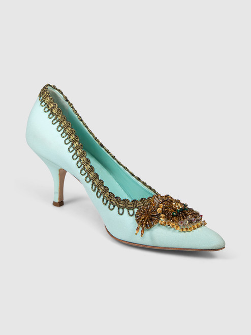 Miu Miu Blue Beaded Embellished Pumps Miu Miu Blue Beaded Embellished Pumps