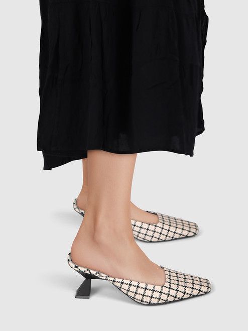 Givenchy Check Pattern Square Toe Mules Givenchy Check Pattern Square Toe Mules