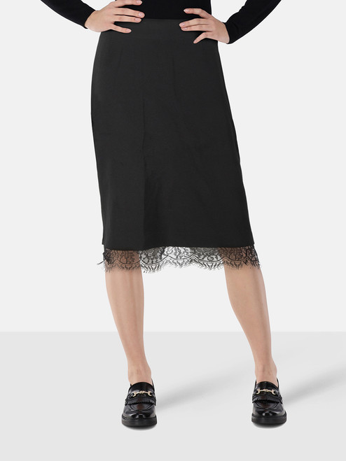 Tom Ford Black Lace Trim Midi Skirt Tom Ford Black Lace Trim Midi Skirt