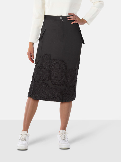 Tom Ford FW17 Black Patchwork Knee Length Skirt Tom Ford FW17 Black Patchwork Knee Length Skirt