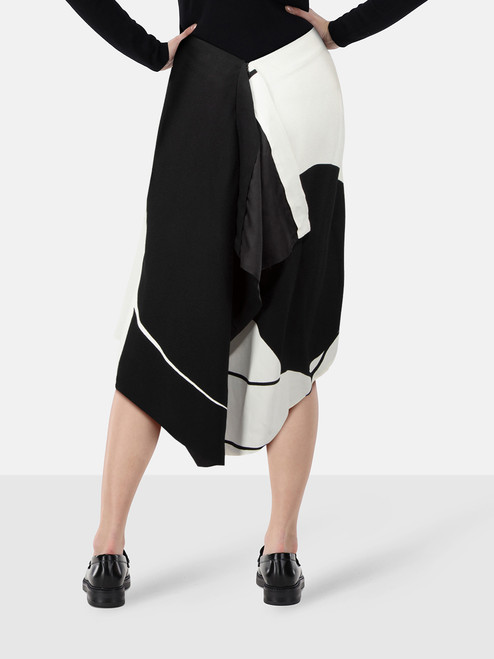 Tom Ford Black & White Drape Asymmetric Skirt Tom Ford Black & White Drape Asymmetric Skirt