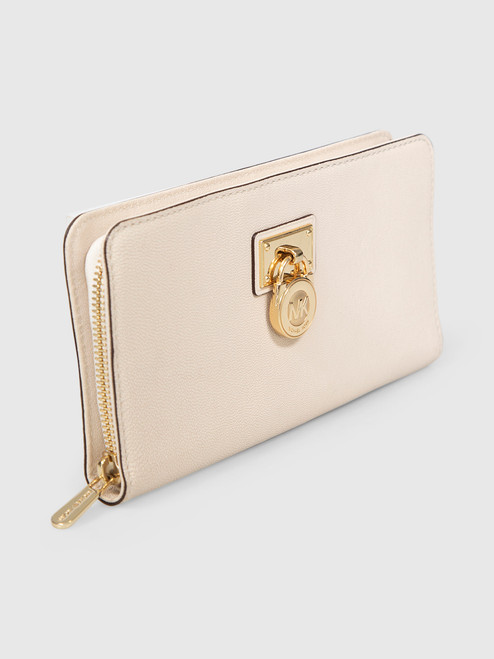 Michael Kors Cream Leather Lock Detail Long Wallet