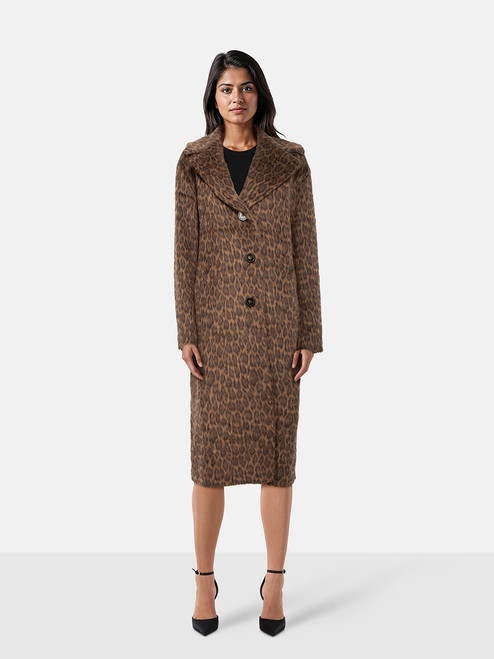 Max Mara Brown Wool Leopard Single Breasted Coat Max Mara Brown Wool Leopard Single Breasted Coat