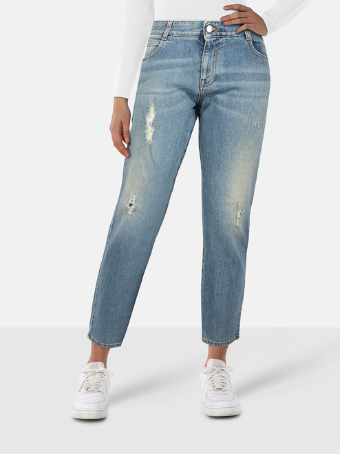 Stella McCartney Blue Distressed Straight Leg Jeans Stella McCartney Blue Distressed Straight Leg Jeans