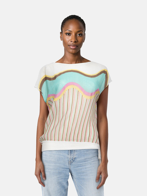 Missoni Striped Short Sleeve Tied Hem Top Missoni Striped Short Sleeve Tied Hem Top