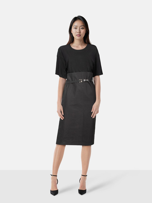 Maison Margiela Black T-Shirt Detail Belted Dress Maison Margiela Black T-Shirt Detail Belted Dress