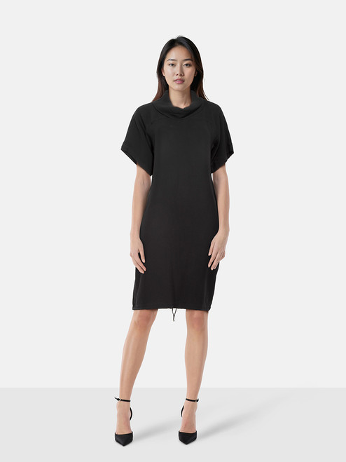 Max Mara Black Mock Neck Drawstring Midi Dress Max Mara Black Mock Neck Drawstring Midi Dress