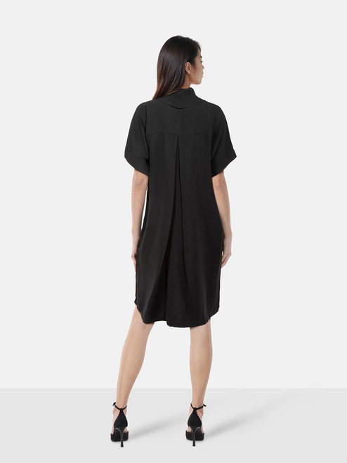 Max Mara Black Mock Neck Drawstring Midi Dress Max Mara Black Mock Neck Drawstring Midi Dress