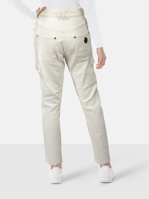 Balmain Ecru Slim Fit Logo Hardware Jeans Balmain Ecru Slim Fit Logo Hardware Jeans